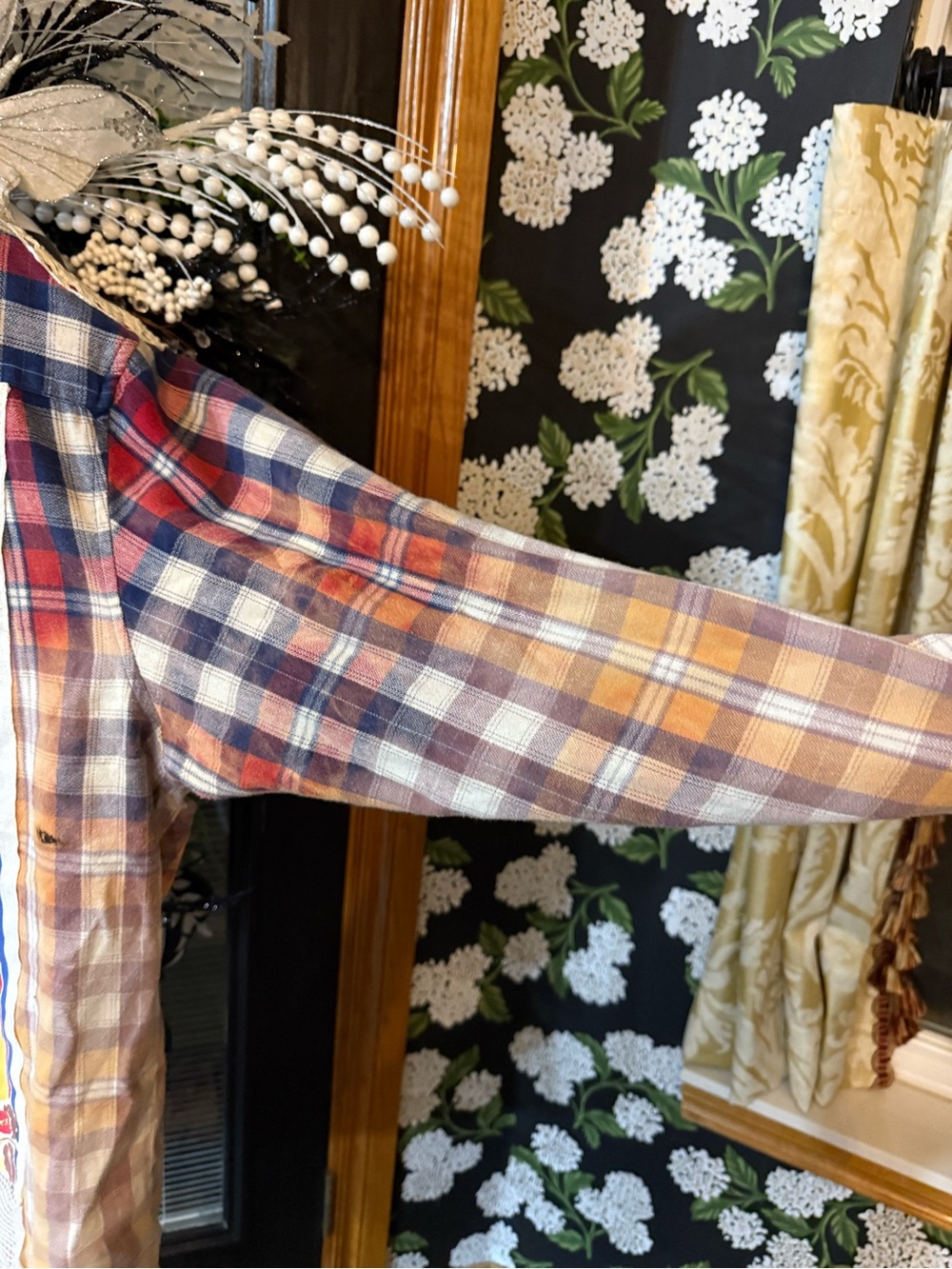 Upcycled Women's Red & Blue Plaid Button-Down Flannel Shirt - Picture 7 of 8